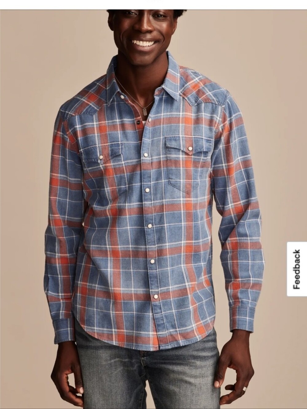 Lucky Brand indigo twill long sleeve masa western shirt